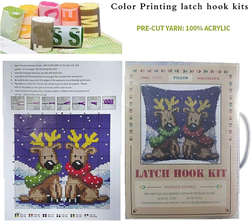 ZFFLYH Latch Hook Kits for Adults Kids Beginners, Animal Pattern DIY Crochet Yarn Kits Rug Making Yarn Kits Needlework Sets Cushion Mat Tapestry 20" X 15"(52Cm X 38Cm),Cat - Image 2